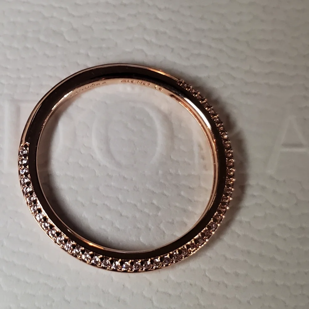 Pandora Rose Gold Pavé Stackable Ring with Clear Stones
